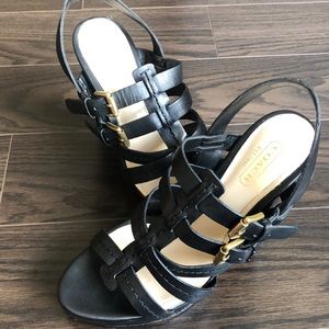 COACH Heeled Cage Sandal, Size 6.5 US
